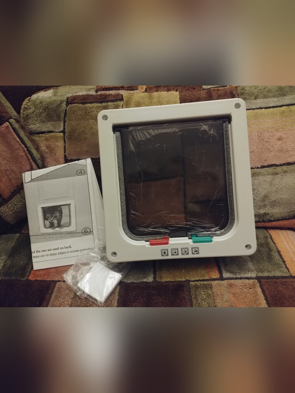 White Cat Door with Dual-Lock Flaps - Secure Pet Entry